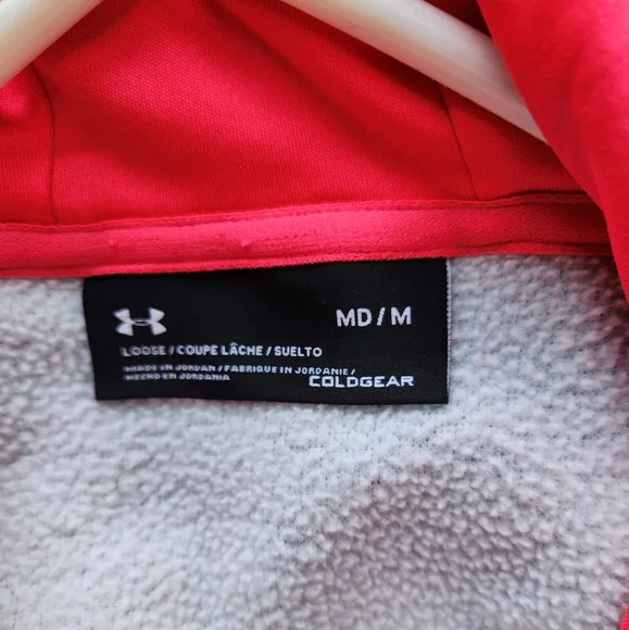 Under Armour ColdGear Sweatshirt/Hoodie, Hot-pink Logo & Lining - Picture 3 of 6